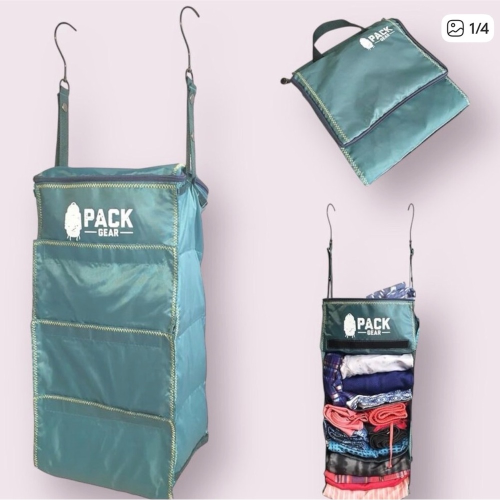 Pack Gear Teal Hanging Closet Organizer - 4-Tier Storage